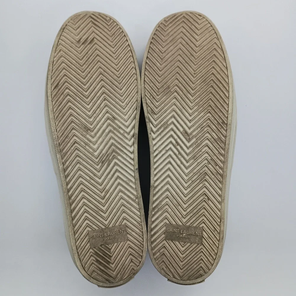 Saint Laurent Paris Silver Metallic Leather Low Top‎ Platform Sneakers EU 40